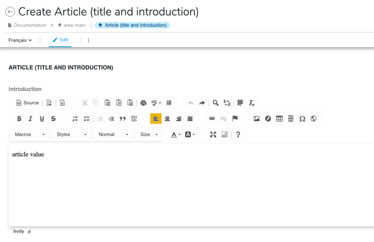 Default value for article