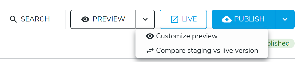 the preview menu expanded
